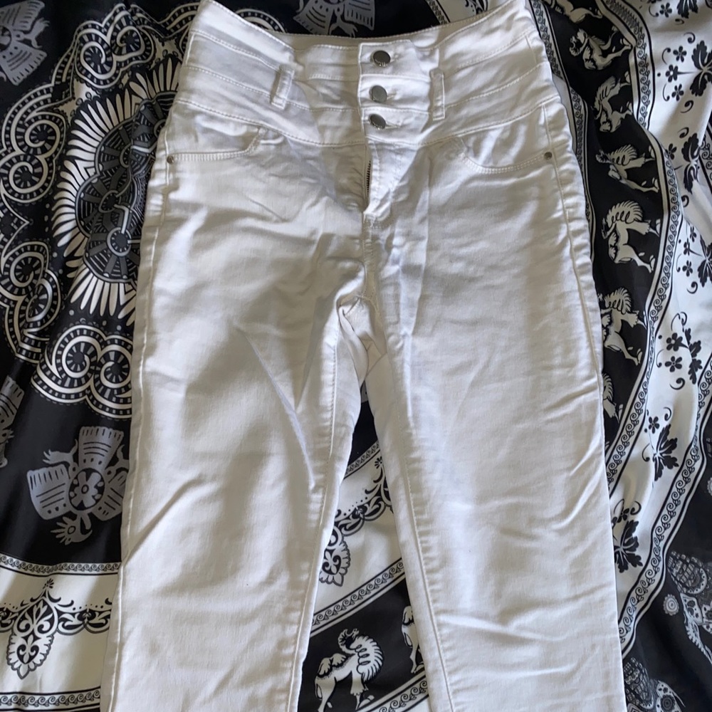 White high waisted skinny jeggings